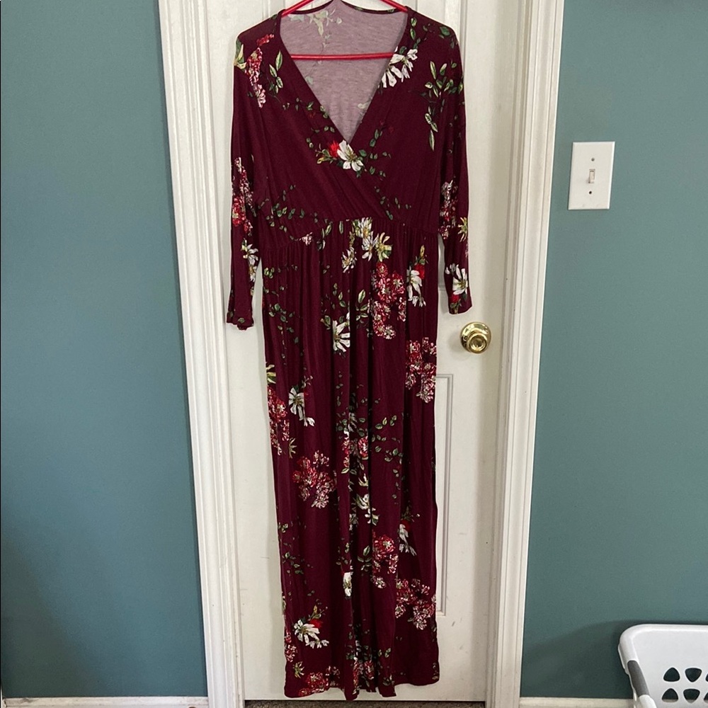 Floral Burgundy Maxi Dress